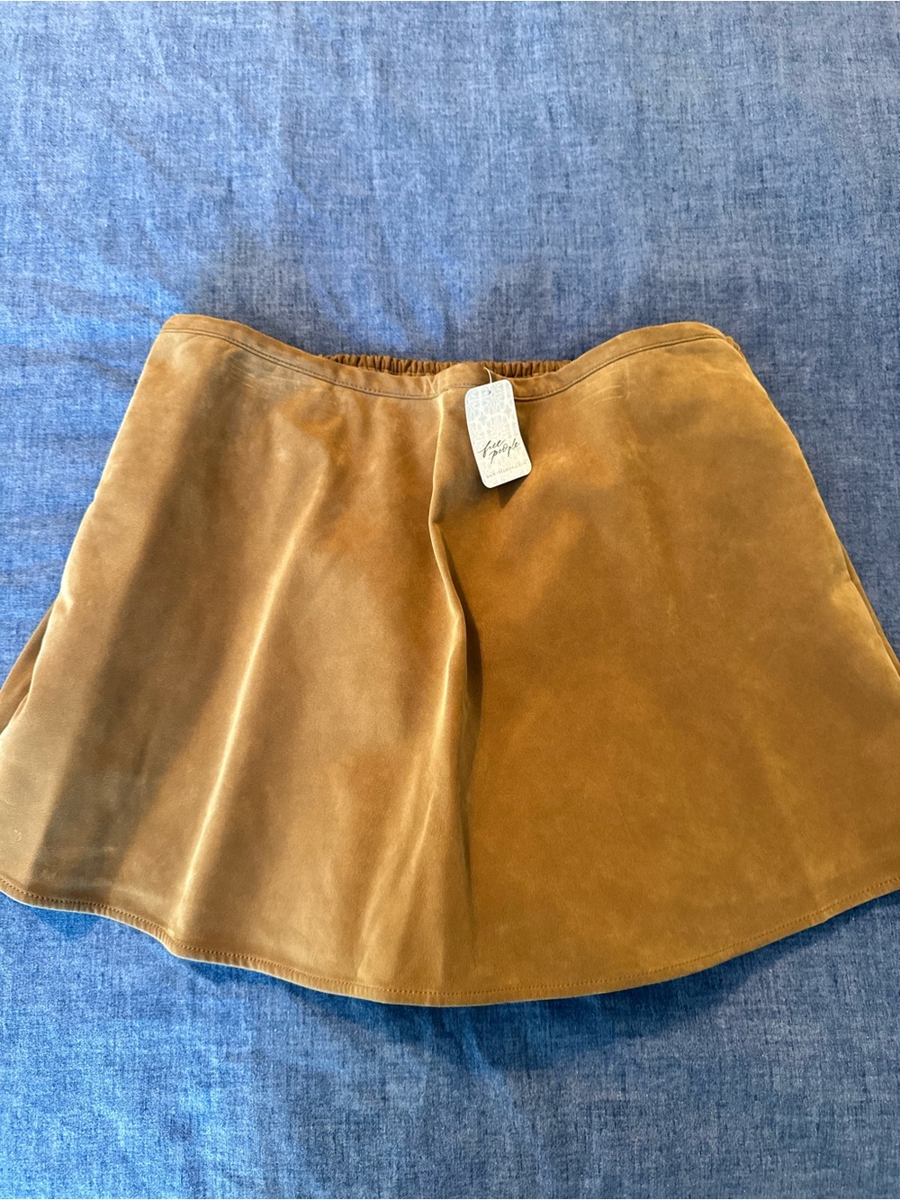 Free People Camel Brown Suede Circle Skort